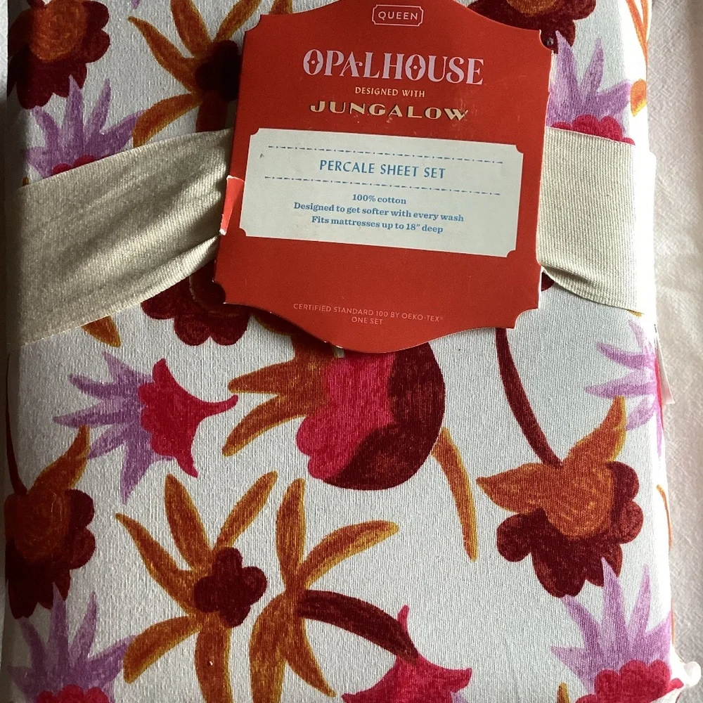 NEW Opalhouse Jungalow NATALIA QUEEN Cotton Percale Sheet Set Multicolor Floral